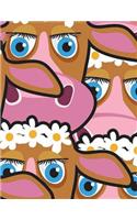 Angry Cows Notebook Large Size 8.5 x 11 Ruled 150 Pages