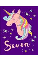 Magical Unicorn 7th Birthday Lined Notebook