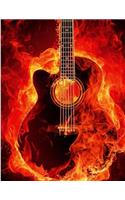 Guitar On Fire Notebook - Graph Paper, 4x4 Grid