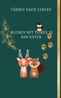 Farbe nach Nummer Blumen mit Tieren in der Wildnis