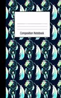 Composition Notebook: Wide Ruled Notebook Boho Dreamcatcher Feathers Aqua Blue Design Cover