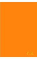 Y.K.: Gold On Dark Orange Fashion Color Monogram Personalized Notebook With Two Initials. Matte Soft Cover Professional Style with120 Blank Lined Pages