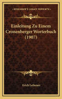 Einleitung Zu Einem Cronenberger Worterbuch (1907)
