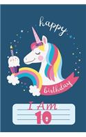 Unicorn Journal I am 10, happy birthday
