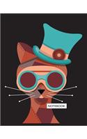 Notebook: Cat on dark brown cover and Lined pages, Extra large (8.5 x 11) inches, 110 pages, White paper(1 Cat on Dark Brown Notebook)