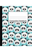 Composition Notebook: Cute Black & White Panda Bears Pattern Wide Ruled Blank Lined Composition Book Journal (7.5 X 9.25in) Cute Notebooks
