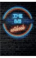 The IVY Notebook: Vintage Blank Ruled Personalized & Custom Neon Sign Name Dotted Notebook Journal for Girls & Women. Wall Background. Funny Desk Accessories. Retro B