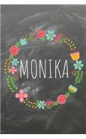 Monika: Das linierte Notizbuch in ca. A5 Format für deinen Namen. Perfektes Geburtstagsgeschenk für Einfallslose im angesagten boho chique style.