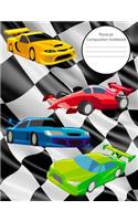 Racecar Composition Notebook: Wide Ruled 7.44" x 9.69"