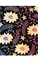 Composition Notebook College Ruled with Watercolor Flowers with Leaves Pattern Cover: One Subject Student Exercise Comp Book: Softcover(16 Watercolor)