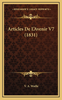 Articles De L'Avenir V7 (1831)
