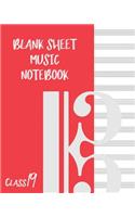 Blank Sheet Music Composition Manuscript Staff Paper Art Music CLASS 19 Notebook Red Orange Cover
