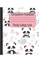 Panda college ruled composition notebook