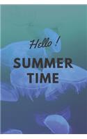 Hello! Summer Time: Jellyfish Journal 6 x 9 Paperback with 100 Page Undated Lined Cream Paper