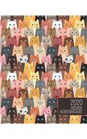 2020 Agenda Hebdomadaire: Collection mignonne de chat coloré - Planificateur d'un an avec vues journalières / mensuelles, traqueur d'habitude, tableau de vision, pages avec g