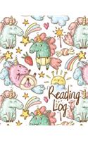 Reading Log: Gift for Book Lovers/ Reading Journal Cute Baby Unicorns Pattern Cover Large(8x10), 200 Record Pages