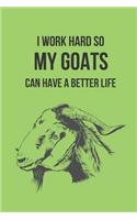 I Work Hard So My Goats Can Have a Better Life: Blank Line Journal