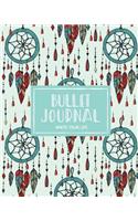 Bullet Journal Dotted Grid Dated Notebook, Mint Green Tribal Boho Dream Catcher: Large Quarterly Bullet Journal Blank Pages with Number, 150p, 8x10