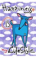 Bullet Journal Notebook for Dog Lovers, Happiness Is My Lifestyle Blue Dog 3: Graph Design - 162 Numbered Pages with 150 Graph Style Grid Pages, 6 Index Pages and 2 Key Pages for Journaling, Writing, Planning and Doodling, for