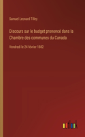 Discours sur le budget prononcé dans la Chambre des communes du Canada