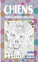 Livres à colorier pour filles - Soulagement du stress Mandala - Animaux - Chiens