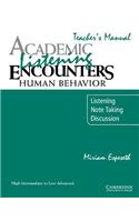 Academic Listening Encounters: Human Behavior Teacher's Manual