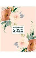 Weekly & Monthly 2020 12-Month Splendid Planner: Pretty Peach Floral Blooms Dated Calendar Organizer for Women with To-Do's, Checklists, Notes and Goal Setting Pages