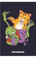 Notebook: Cat Fighting Zombie 6 x 9 inch blank - 120 pages for Creative Cat Lovers