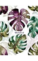 Notebook: Elegant Watercolor Design of Monstera Leaves ... for School, College, Work, Business Notes, Personal Journaling, Planning, Hand Lettering... Perfect