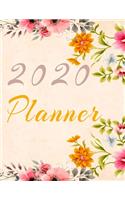 2020 Planner Weekly and Monthly Jan 1, 2020 to Dec 31, 2020 year planner Trendy Floral Botanical Garden Pink Orange Yellow turquoise flowers Cover day by day scheduler agenda Weekly & Monthly Planner Cute planning Calendar Views
