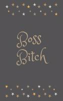 Boss Bitch: College Ruled Journal. Medium Lined Notebook for Writing, Notes, and Tracking - Black & Gold Stars.