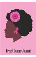 Breast Cancer Journal: Blank Lined Journal 6 x 9 Inch 118 Pages Notebook To Write in for Afro Hair Black Women Breast Cancer Awareness Encouragement Inspirational Patient 