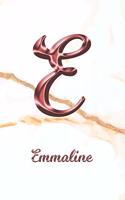 Emmaline: Journal Diary - Personalized First Name Personal Writing - Letter E White Marble Rose Gold Pink Effect Cover - Daily Diaries for Journalists & Write