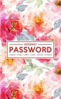 Internet Password Logbook - Journal - Libreta - Cahier - Taccuino - Notizbuch: 100 Page Password Book to Track & Organize Your Computer Logins, Internet Addresses & Usernames: Red Flowers on White 120-2