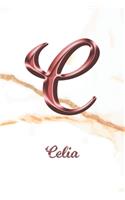 Celia: Sketchbook - Blank Imaginative Sketch Book Paper - Letter C Rose Gold White Marble Pink Effect Cover - Teach & Practice Drawing for Experienced & As