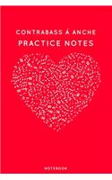 Contrabass á anche Practice Notes: Red Heart Shaped Musical Notes Dancing Notebook for Serious Dance Lovers - 6"x9" 100 Pages Journal(112 Instrument Book)