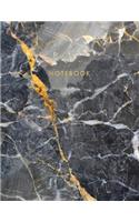 Notebook: Black and Quartz Marble with Gold Detail - Marble & Gold Notebook - 150 College-ruled Pages - 8.5 x 11 - A4 Size(1 Office & School Essentials (Journal, Notebook, Diary, Compos)