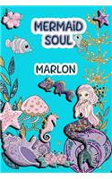 Mermaid Soul Marlon: Wide Ruled Composition Book Diary Lined Journal