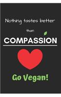 Nothing Tastes Better Than Compassion. Go Vegan!: Notebook 120 Lined Pages 6x9 Inches