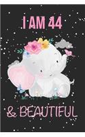 Elephant notebook - I Am 44 & Beautiful