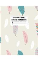 Blank Sheet Music Notebook: Easy Blank Staff Manuscript Book Large 8.5 X 11 Inches Musician Paper Wide 12 Staves Per Page for Piano, Flute, Violin, Guitar, Trumpet, Drums, Cell