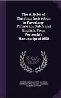 Articles of Christian Instruction in Favorlang-Formosan, Dutch and English, From Vertrecht's Manuscript of 1650