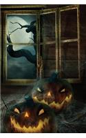 Jack-O-Lantern Cobweb Cabin Grid Notebook