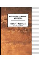Blank Sheet Music Notebook - Old Wall: 8" x 10" - Musicians Blank Sheet Music Notebook- 100 Pages - Manuscript Paper Standard - 12 Stave (Durable Cover)