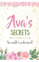 Ava's Secrets personalized name notebook for girls and women