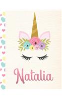 Natalia: 2020. Personalized Weekly Unicorn Planner For Girls. 8.5x11 Week Per Page 2020 Planner/Diary With Pink Name