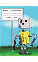Primary Composition Book: Story Paper for K-2 (Space on Top for Drawing & Dotted Midlines Below, 8.5x11 Inches, 100 Pages, Robot Design)