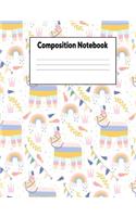 Composition Notebook: Llama Pinata College Ruled Lined Pages Book (7.44 X 9.69)