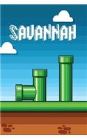 Savannah: Vintage Video Game Personalized Name Notebook Journal Diary Sketchbook with 120 Lined Pages 6x9