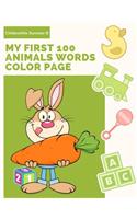 My First 100 Animals Words Color Page